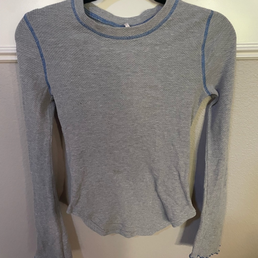Gray and blue stitch sweater from FreePeople